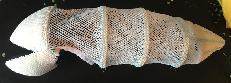 Hoop skirt progress for Goby puppet